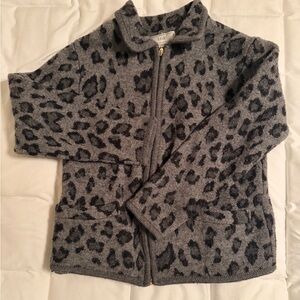 Lisa International Black and Gray Animal Print Wool Jacket